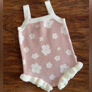 Pink Floral Knit Romper